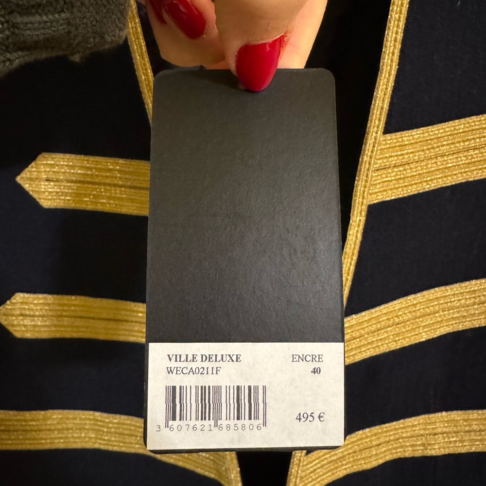 Navy and Gold Women's Military Jacket - Picture 3 of 6